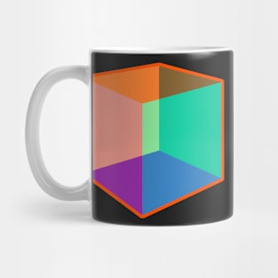 Color Cube Pattern on Orange Mug